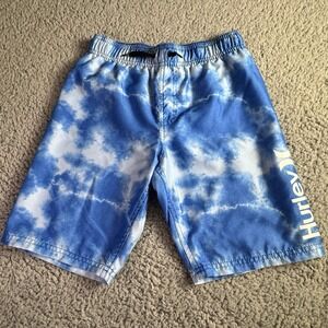 Hurley Tie Die Blue White Phantom Quick Dry Swim Trunks Board Short Youth Medium